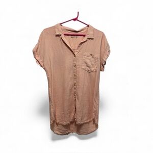 Altar'd State Women's Peach Color Linen Blend‎ Tunic Shirt Size Small